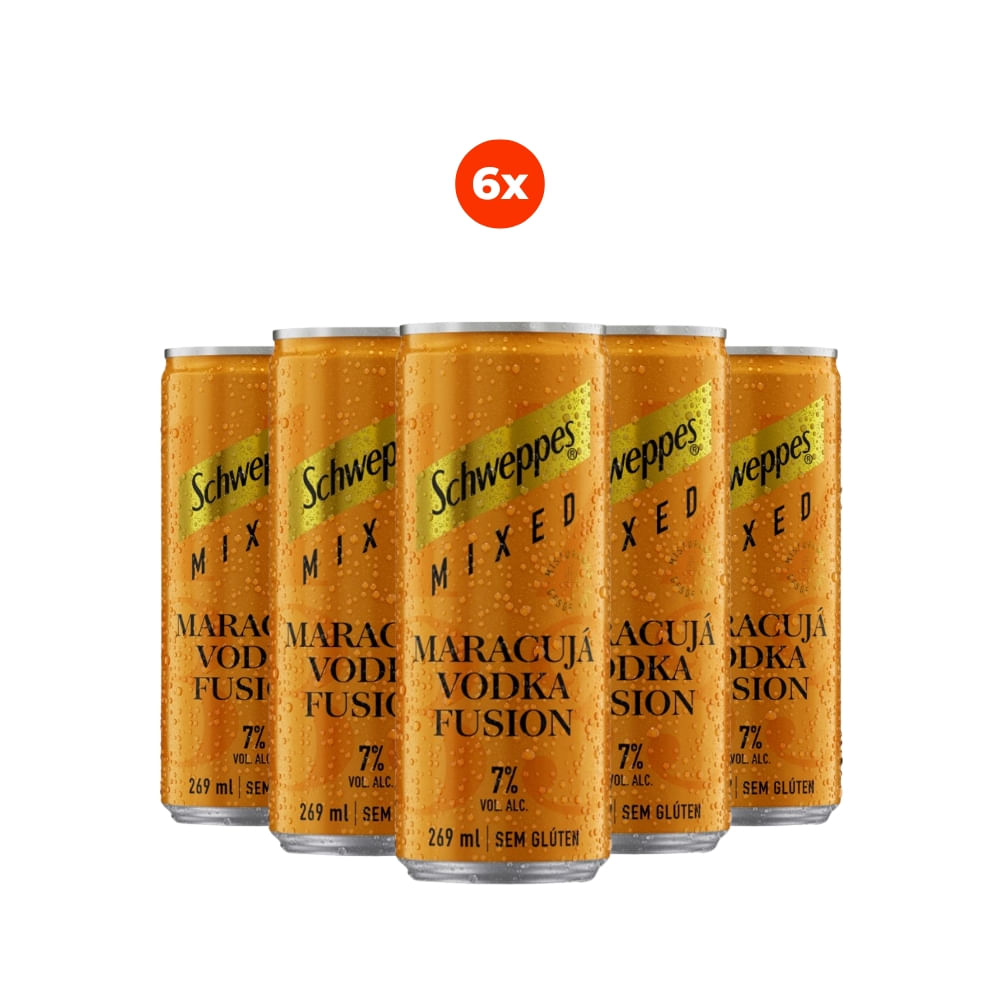 Pack 6 Schweppes Vodka Maracujá 269ml Lata